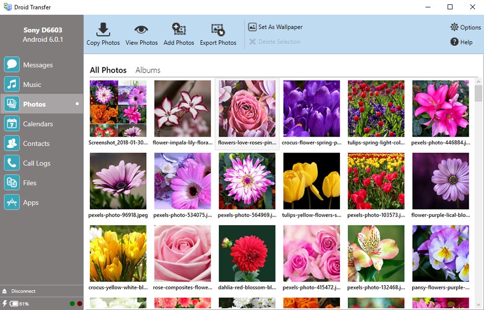 screenshot of Droid Transfer